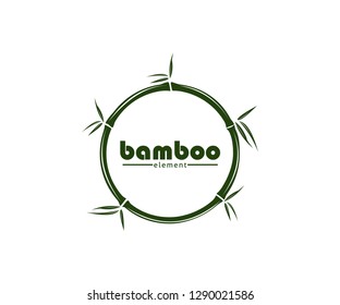 green bamboo branch and leaf vector icon logo design template