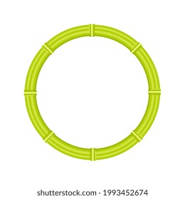 Green Bamboo Cane Wicker Circle Border On White Background