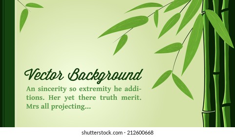 Green bamboo card design template. With place for your text