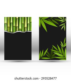 Green Bamboo Cards on Gray Background