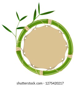 Green bamboo circle frame isolated on white background