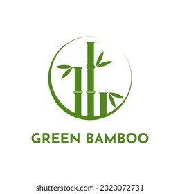 Green bamboo circle logo design concept