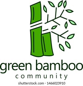 Green Bamboo Community Logo Leaf