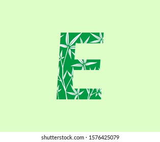 Green Bamboo E Letter Logo Icon. 
