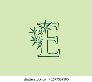 Green Bamboo E Letter Logo Icon.