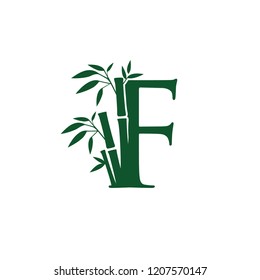 Green Bamboo F Letter Logo