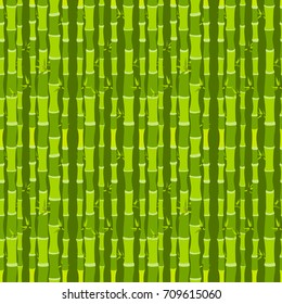 Green bamboo forest in hand drawn style. Seamless pattern. Vector illustration