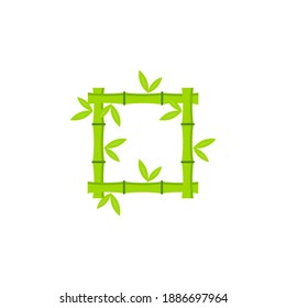 Green bamboo frame icon, photo frame sign. Vector illustration eps 10.