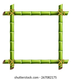 Green bamboo frame isolated on white background
