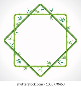 Green bamboo frame on white background. Vector illustration