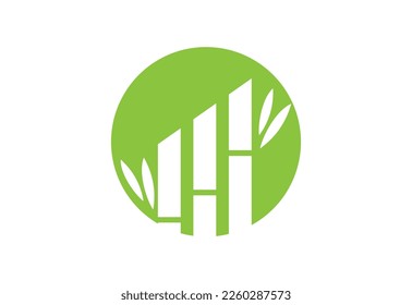 Green Bamboo garden logo design, Vector design template
