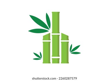 Green Bamboo garden logo design, Vector design template
