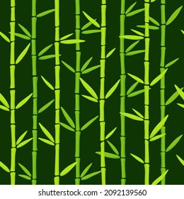 Patrón verde de hierba de bambú. Antecedentes vectoriales dibujados a mano por la planta oriental china