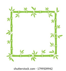 Elemento de borde dibujado a mano de bambú verde para el diseño de tarjetas en blanco, ilustración vectorial de stock