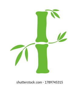 Elemento dibujado a mano de bambú verde para el diseño de tarjetas en blanco, ilustración vectorial de stock