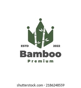 Green Bamboo King Crown Vector Illustration Logo