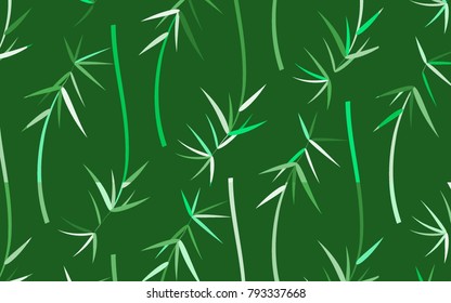 Green Bamboo Leaves Background. Beautiful Stems Pattern for Textile, Paper, Packaging Paper, Tile, Tablecloth. Bamboo Leaves. Twigs. Abstract Green Bamboo Background in Asian Style. Leaves Pattern.