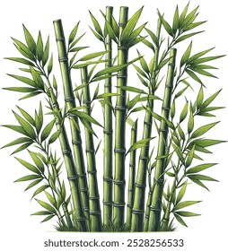 Green bamboo leaves silhouette vector style 