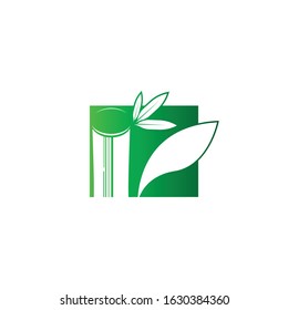 green bamboo logo icon creative template design