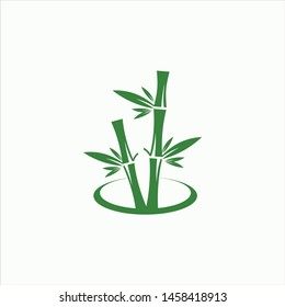 green bamboo logo illustration vector icon template