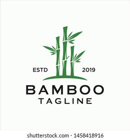 green bamboo logo illustration vector icon template