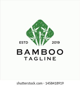 green bamboo logo illustration vector icon template