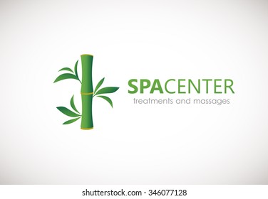Green bamboo logo sign. Vector logotype design  for spa, massage, beauty salon and health clinic.
