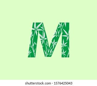 Green Bamboo M Letter Logo Icon. 