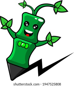 Green bamboo mascot pencil character cartoon illustration