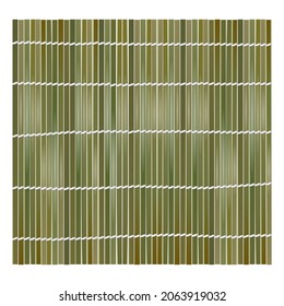 Green bamboo mat background for making sushi. Top view. Realistic texture makisu or curtain. Vector illustration.