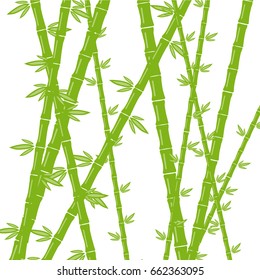 Green bamboo on a white background. Flat design, vector illustration, vector.