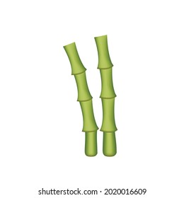 Green bamboo plants vector emoji illustration isolated on white background. Green bamboo branches flat icon for web and mobile design. 3d illustration. 