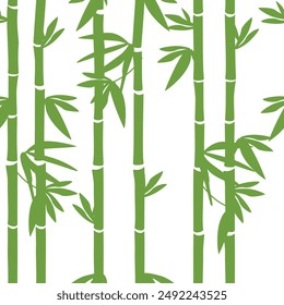 Green bamboo seamless pattern with bambooo leaves and branches. Bamboo tree background. Vector illustration 