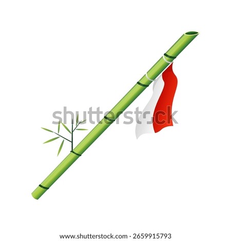Green bamboo spears decorated with the red and white Indonesian independence flag