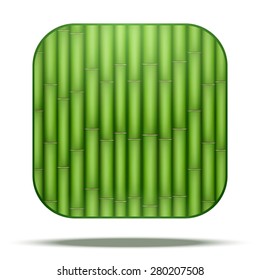 Green Bamboo Square Icon. Vector Illustration isolated on white background.