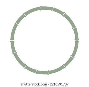 Green bamboo stalk circle frame. Natural round text box. Bamboo branch border. Blank frame template. Vector illustration isolated in flat style on white background.