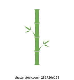 Green bamboo stalks and leaves vector illustration. Green bamboo stalks and leaves in flat design style. Green bamboo stalks plant illustration