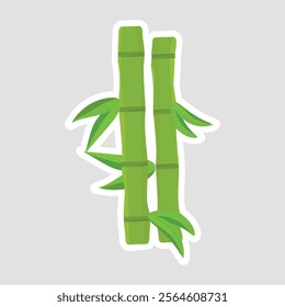 Green Bamboo Stalks Vector Illustration Sticker. Elegant vector sticker of green bamboo stalks. Perfect for natural and spa-themed designs