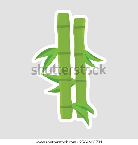 Green Bamboo Stalks Vector Illustration Sticker. Elegant vector sticker of green bamboo stalks. Perfect for natural and spa-themed designs
