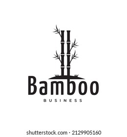 Green bamboo stem logo template, design illustration