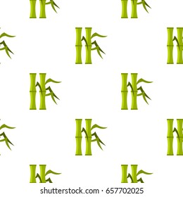 Green bamboo stems pattern seamless background in flat style repeat vector illustration