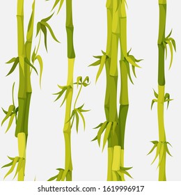 Green bamboo stems seamless pattern vector background. Bamboo trees texture illustration. Asian nature rain forest theme. Textile art, wallpapers or backdrop