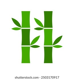 Green bamboo tree icon flat vector design