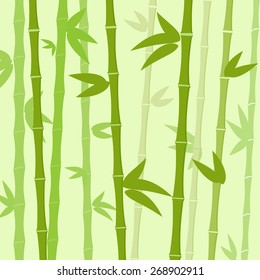 Green Bamboo Tree Leaves Background Flat Vector Illustration