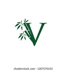 Green Bamboo V Letter Logo