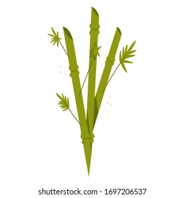 Green bamboo vector cartoon illustration isolated on a white background.
