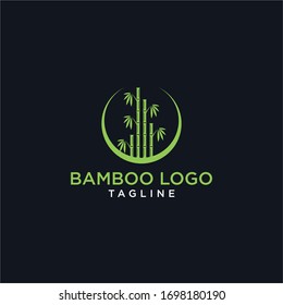 Green bamboo vector logo design icon template download