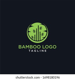 Green bamboo vector logo design icon template download