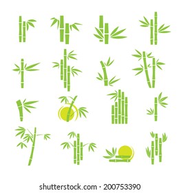 Green Bamboo Vector Symbol Icons Set