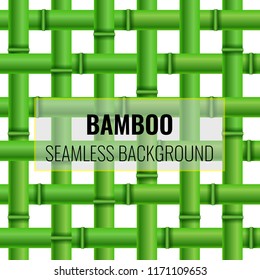 Green Bamboo weaving seamless pattern background. Vector 3d illustration